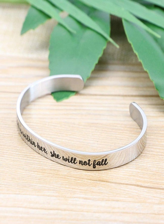 Memgift God is Within Her She Will not Fall Christian Bracelets for Women Inspirational Gifts for Her Bible Verse Jewelry Cuff Bangle - Image 3