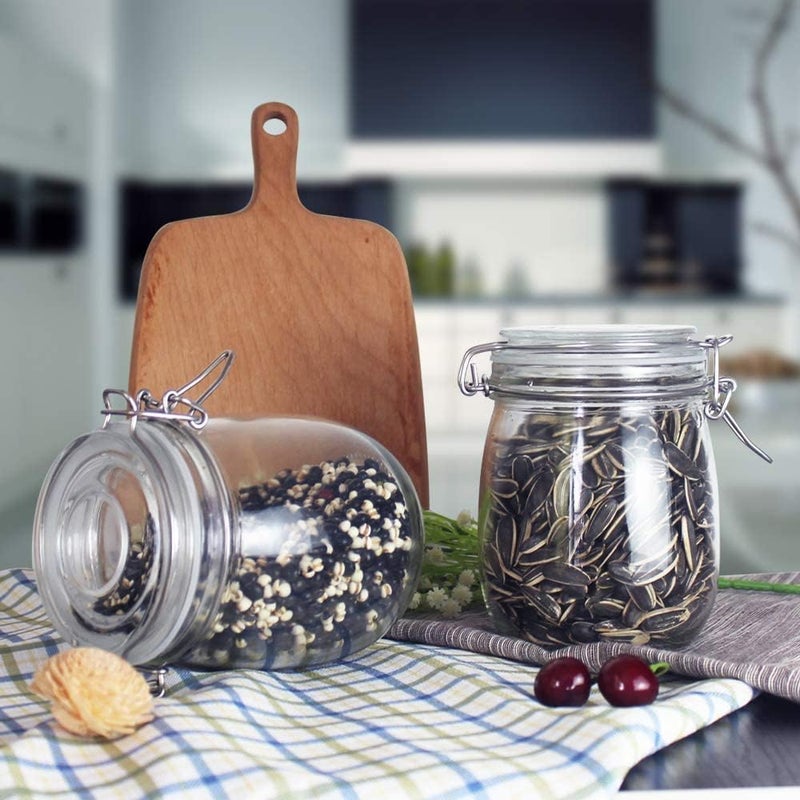 KOOSHLO Airtight Glass Jar With Silicone Clamp LidsMason Jars Glass Jars With Leak Proof Rubber Gasket Storage JarsAir Tight Glass Storage ContainersPerfect for Kitchen Canning 4 - Image 3