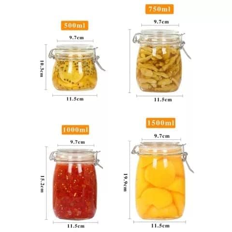 KOOSHLO Airtight Glass Jar With Silicone Clamp LidsMason Jars Glass Jars With Leak Proof Rubber Gasket Storage JarsAir Tight Glass Storage ContainersPerfect for Kitchen Canning 4 - Image 2