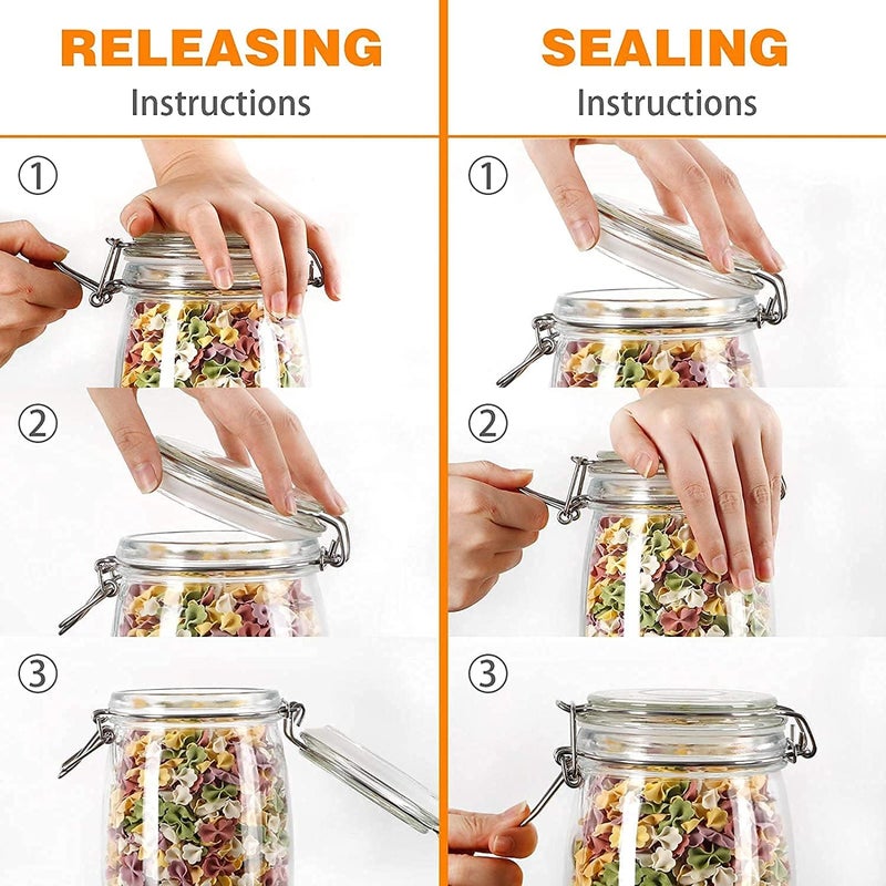 KOOSHLO Airtight Glass Jar With Silicone Clamp LidsMason Jars Glass Jars With Leak Proof Rubber Gasket Storage JarsAir Tight Glass Storage ContainersPerfect for Kitchen Canning 4 - Image 5