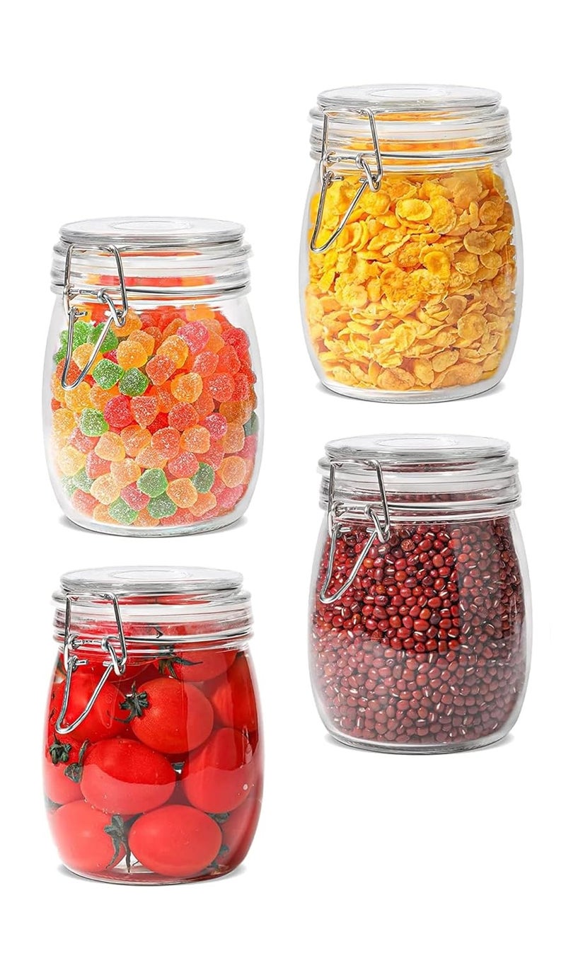 KOOSHLO Airtight Glass Jar With Silicone Clamp LidsMason Jars Glass Jars With Leak Proof Rubber Gasket Storage JarsAir Tight Glass Storage ContainersPerfect for Kitchen Canning 4 - Image 1