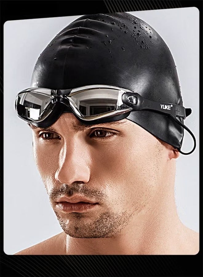 YUKE High-definition Waterproof and Fog-proof Men Large Frame Electroplated Swimming Goggles for Open Water Pool - Image 2