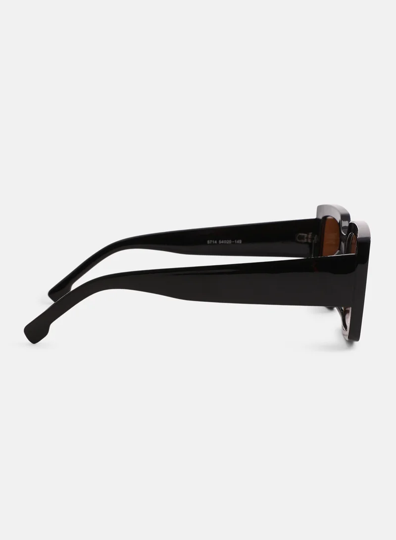 Haute Sauce Women's The Chunky-Retro Rectangular Sunglass - Onyx Black