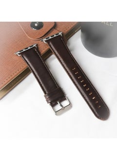 For Apple Watch Apple Watch Strap IWatch Crazy Horse Pattern Genuine Leather With Wooden Box Packaging-Color:Round Tail 38mm/40mm/41mm/42mm(series 10) Dark Brown