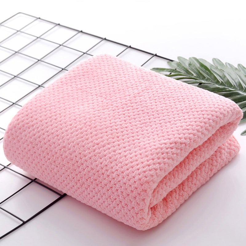 Coral Velvet Bath Towel Water Absorption Bathing Body Towel Pure Color for Bathroom Hotel Pink - Image 3