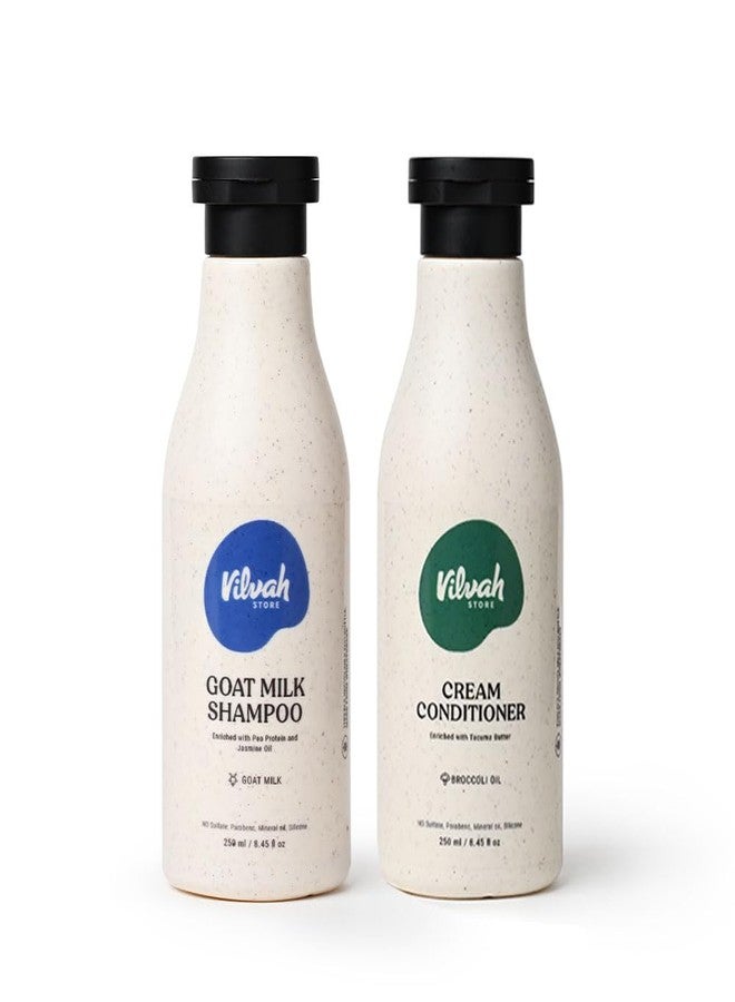 Vilvah Store Goatmilk Shampoo 250ml & Cream Conditioner 250ml Combo Pack - Image 2