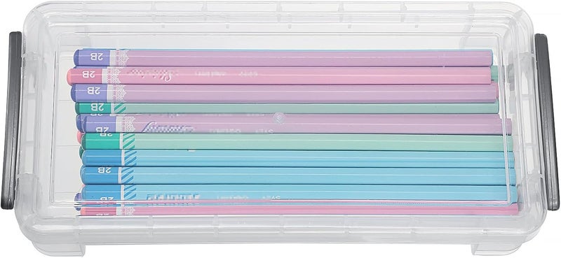 BTSKY Large Capacity Pencil Box - 6 Pack Clear Storage Organizer for Office Supplies and Art Tools - Image 3