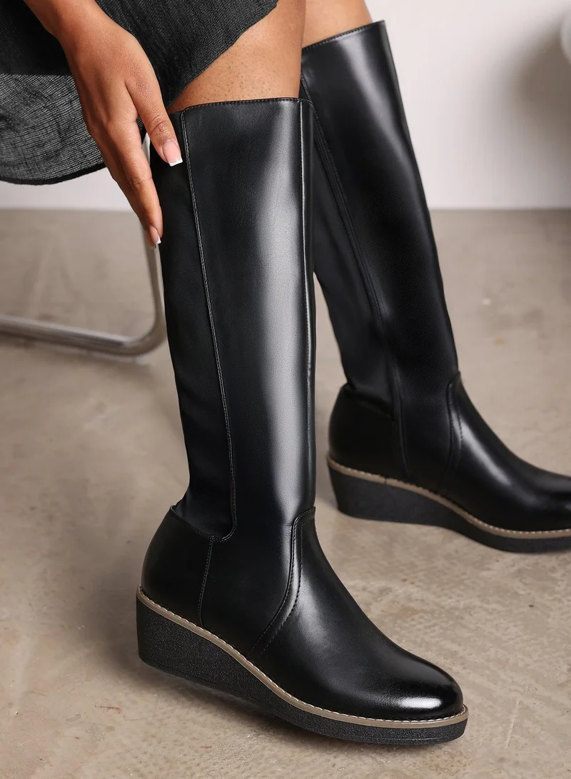 ويرز ذات فروم 'Livia' Knee High Wedge Boot With Stitch Detail