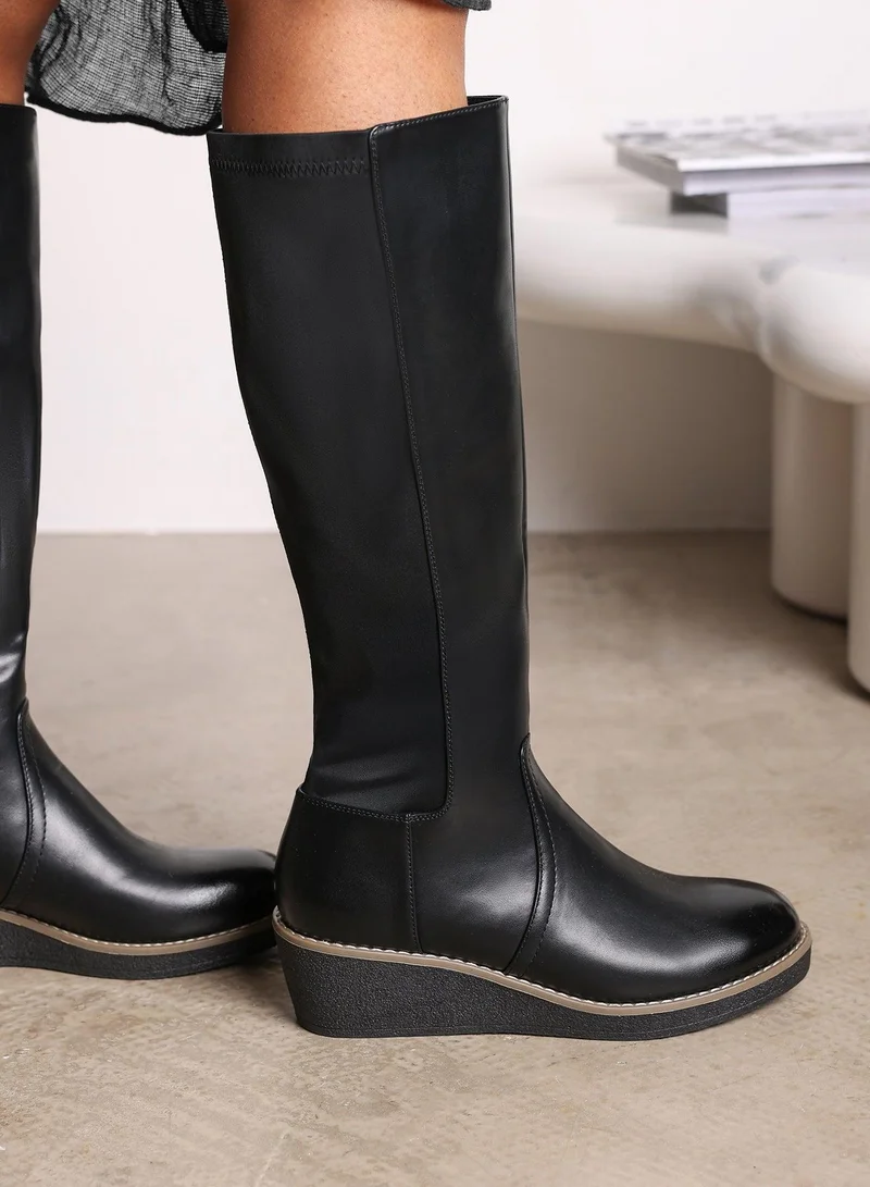 ويرز ذات فروم 'Livia' Knee High Wedge Boot With Stitch Detail