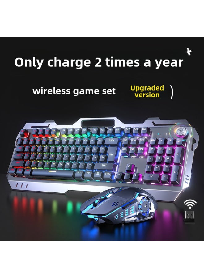 Forerunner GX810 Wireless Keyboard And Mouse Set Retro Mechanical Feel Computer Notebook Universal Rechargeable-Specifications:White Wireless Blue Light 【rechargeable-with Hand Rest】 Wireless Mouse - Image 2