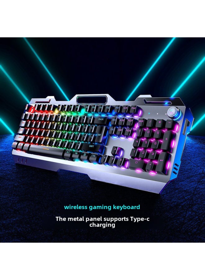 Forerunner GX810 Wireless Keyboard And Mouse Set Retro Mechanical Feel Computer Notebook Universal Rechargeable-Specifications:White Wireless Blue Light 【rechargeable-with Hand Rest】 Wireless Mouse - Image 3
