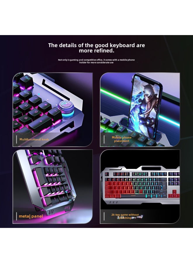 Forerunner GX810 Wireless Keyboard And Mouse Set Retro Mechanical Feel Computer Notebook Universal Rechargeable-Specifications:White Wireless Blue Light 【rechargeable-with Hand Rest】 Wireless Mouse - Image 4