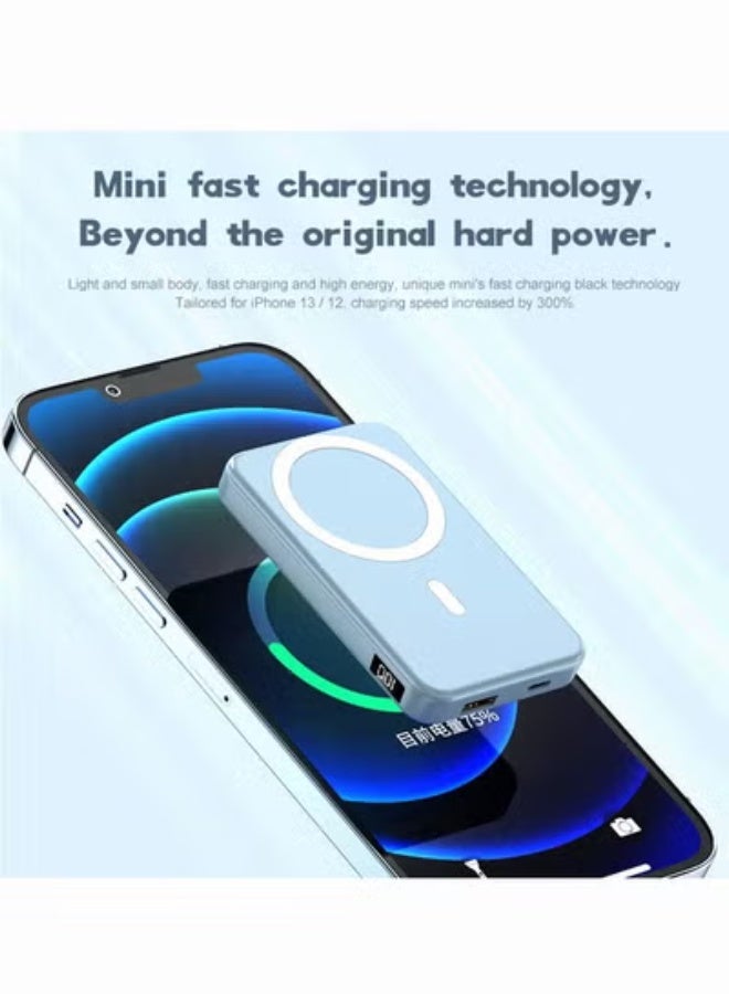 GULFLINK Magnetic Portable Power Bank Charger for Apple iPhone 15/14/13 Series 10000mah Light blue - Image 3