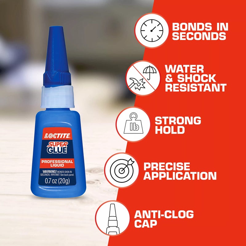 Loctite Super Glue Liquid Professional, Clear, 0.7 fl oz Bottle, 4 Pack - Superglue for Plastic, Wood, Metal, Crafts & Repair, Cyanoacrylate Adhesive Instant Glue, Quick Dry - Image 5