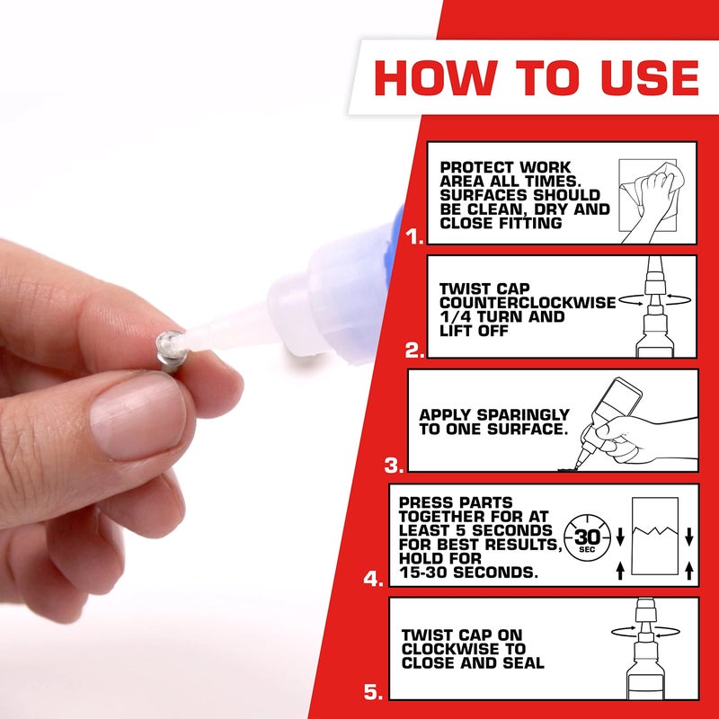 Loctite Super Glue Liquid Professional, Clear, 0.7 fl oz Bottle, 4 Pack - Superglue for Plastic, Wood, Metal, Crafts & Repair, Cyanoacrylate Adhesive Instant Glue, Quick Dry - Image 2