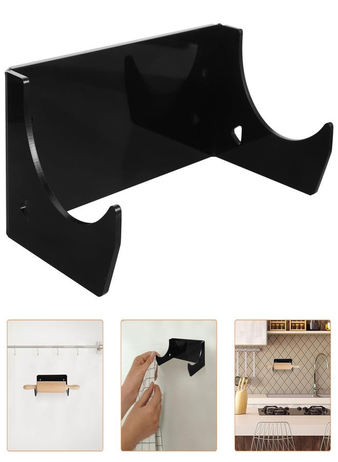LABRIMP 2pcs Rolling Pin Holder Acrylic Wall-mounted Storage Rack for Kitchen Rolling Pin Display Hanger Versatile Organizer for Home and Restaurant Use Black - Image 4
