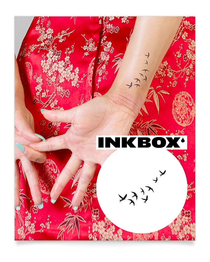 inkbox Inkbox Temporary Tattoos, Semi-Permanent Tattoo, One Premium Easy Long Lasting, Water-Resistant Temp Tattoo with For Now Ink - Lasts 1-2 Weeks, Flock, 3 x 3 in 