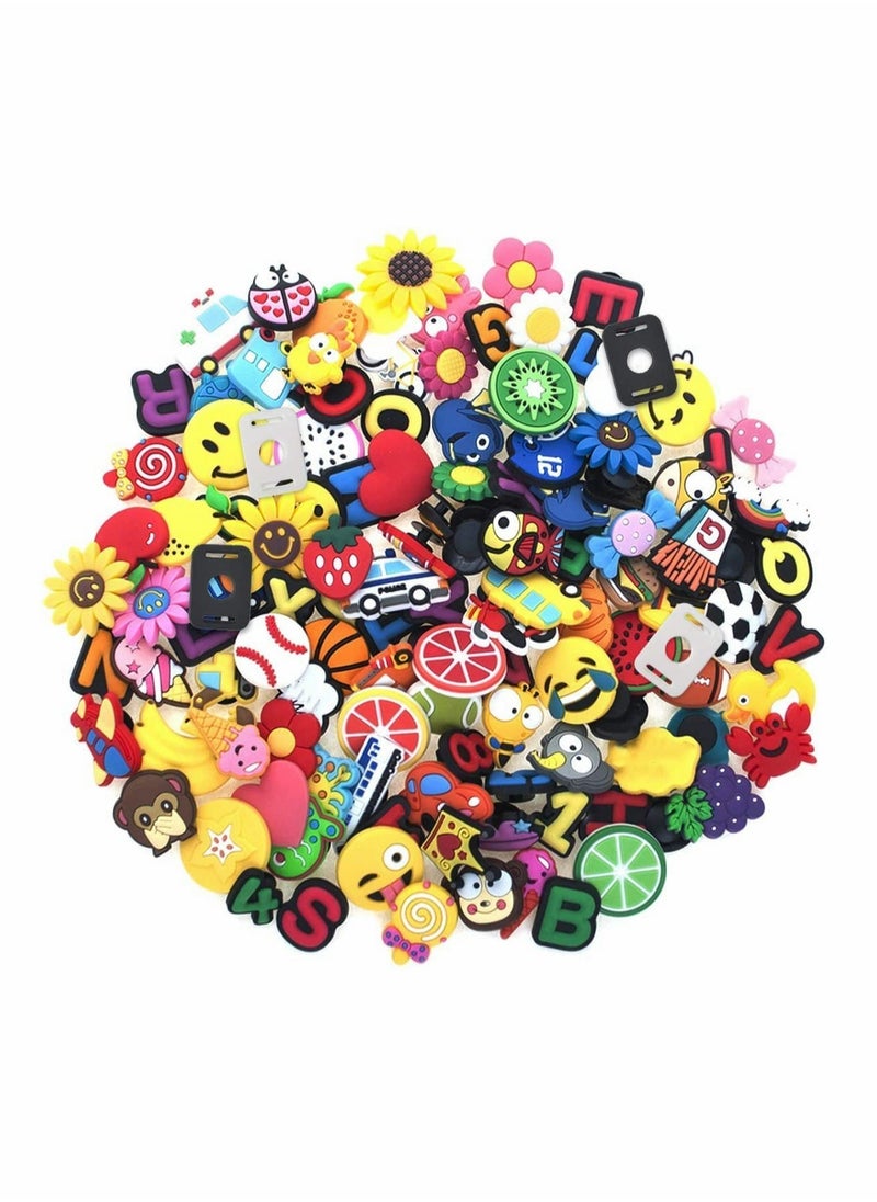 Excefore Shoe Decoration Charms,  50 PCS Mixed PVC Shoe Charms for Shoes Silicone Wristbands, PVC Shoe Charms for Croc, Different Shapes, Hole Hole Shoes Buckle, Party Gift for Kids and Teens Girls  - Image 1