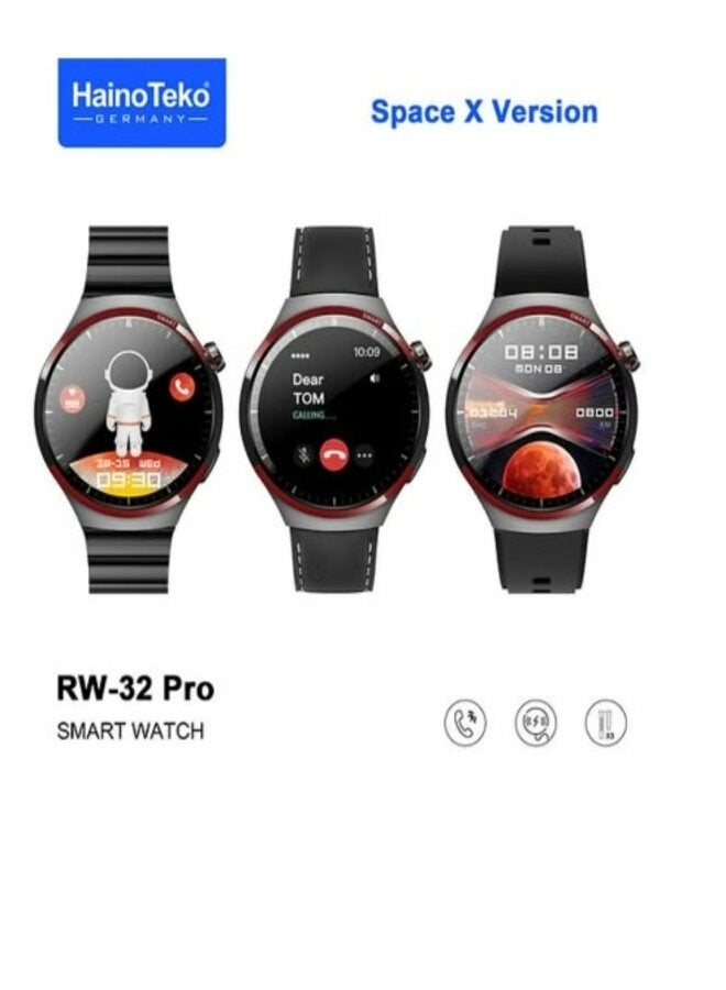 Haino Teko RW32 Pro Space X Version Round Shape Curved Display Smart Watch With 3 Pair Straps and Wireless Charger Designed For Mens and Boys Black - Image 3