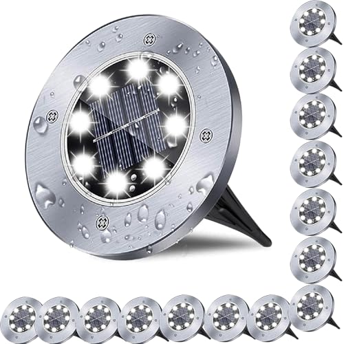 Rayolon Solar Ground Light, Waterproof Solar Garden Lights, Upgraded Outdoor Garden Waterproof Bright in-Ground Light, Landscape Lights for Pathway,Yard,Deck,Lawn,Patio,Walkway (16 Pack White Light) - Image 1