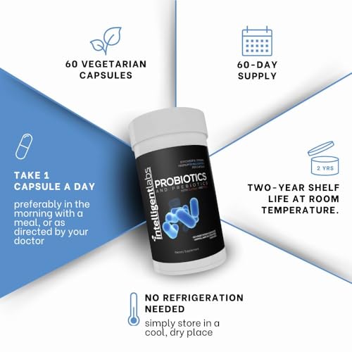 Intelligent Labs 50 Billion CFU Probiotic with Prebiotics, No Refrigeration Needed, with Sunfiber and FOS for 10x More Effectiveness, 60 Days Supply Per Bottle, Third-Party Verified for Purity - Image 5