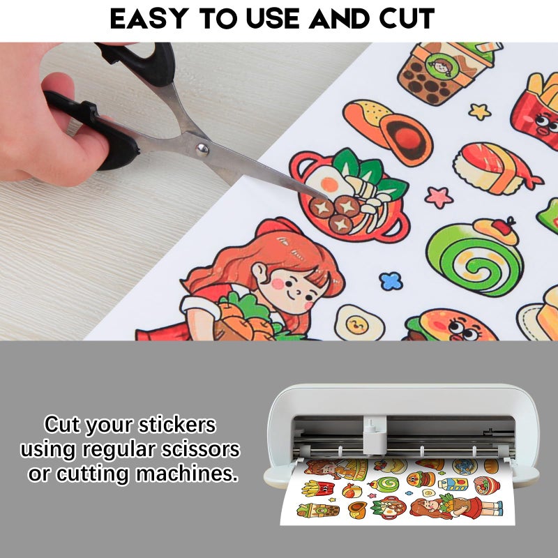 Aevdor 60 Sheets Premium Printable Clear Vinyl Sticker Paper for Inkjet Printer, 8.5x11" Transparently Vinyl Sticker Paper Waterproof, Dries Quickly, Vivid Colors, Tear Resistant, Great for Cutting Machines - Image 3