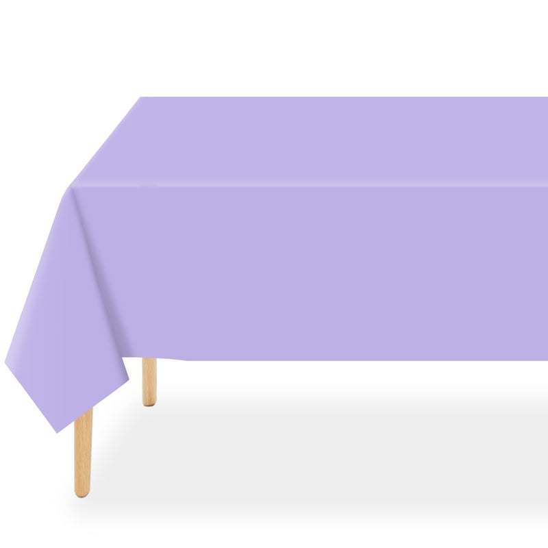 QIKSION Plastic Table Cloth Disposable 2 Pack 54 x 108 Inch Tablecloths for Rectangle Tables Lavender Plastic Table Cover