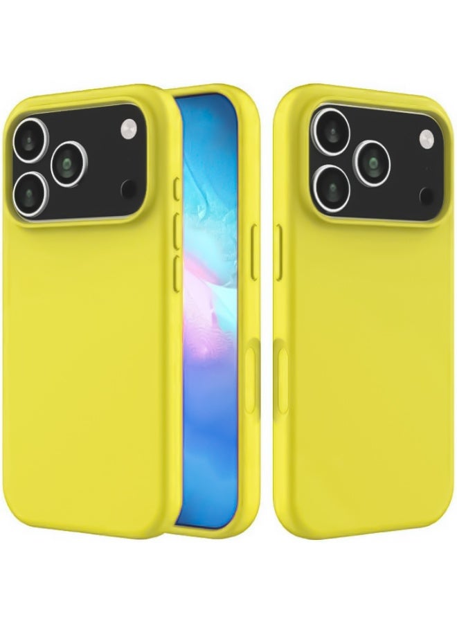 Compatible with iPhone 17 Pro Case Slim Liquid Silicone 4 Layers Soft Gel Rubber Shockproof Protective Phone Case with Anti Scratch Microfiber Lining (Yellow)