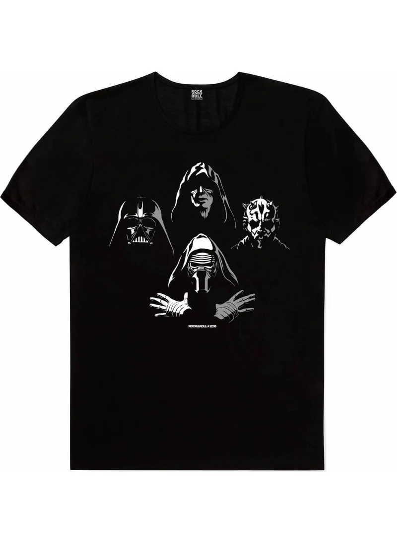 Rock&Roll Four Heads Star Wars Black Short Sleeve T-Shirt