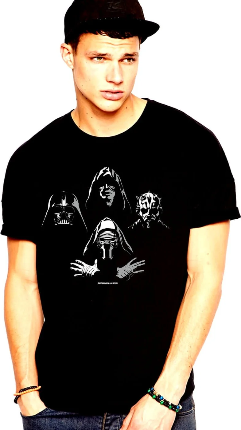 روك اند رول Four Heads Star Wars Black Short Sleeve T-Shirt