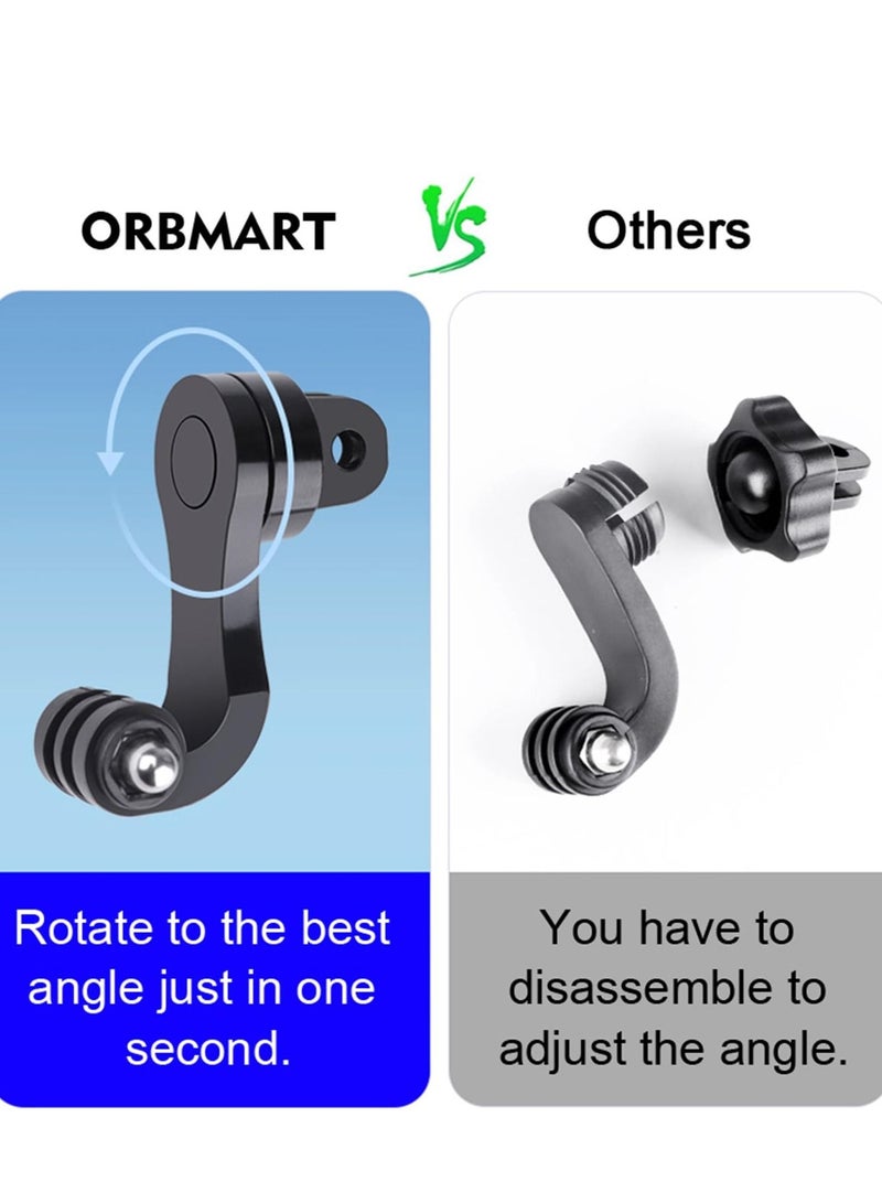 360° Helmet Chin J-Hook Stand Holder Camera Center Vertical Horizontal Shooting Connector 2PCS Compatible with GoPro Hero 10 9 8 Action Camera Photography Equipment Accessories - Image 4