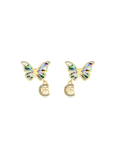 CERRUTI 1881 Crr Butterfly Goldplated  Abalone Mother of Pearl Studs for Women