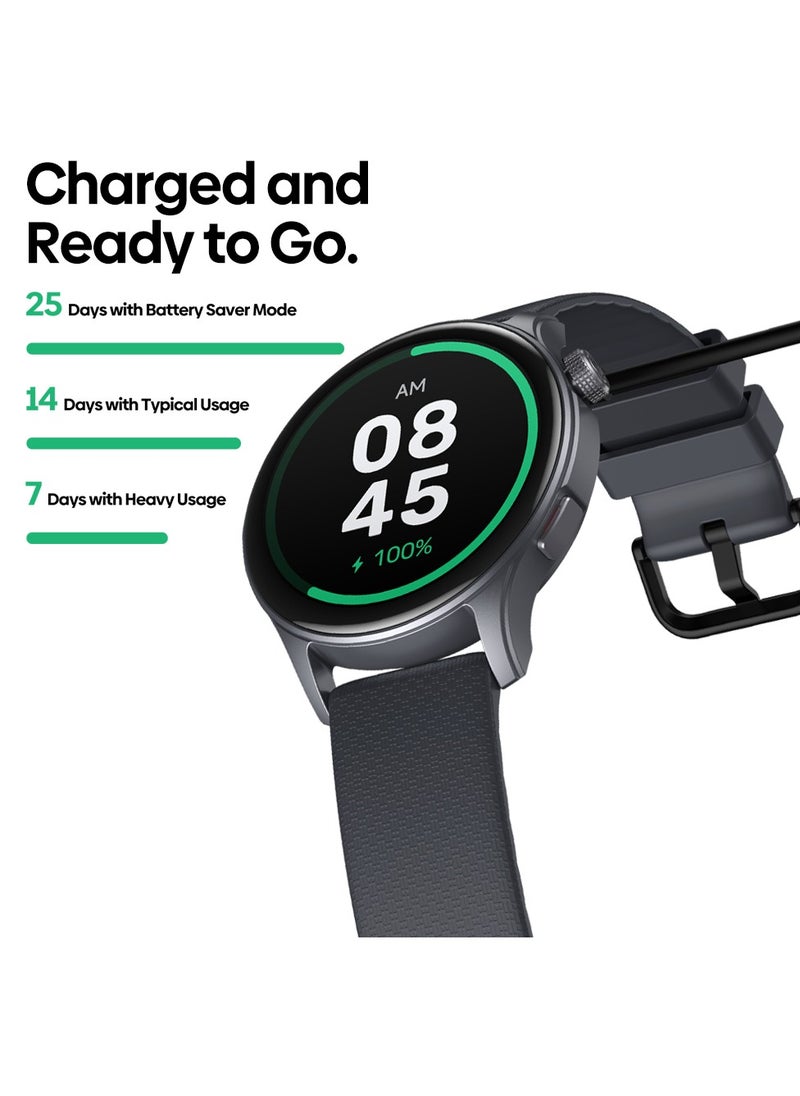 Fitness Smart Watch for Women Men, 1.43'' AMOLED GPS Smartwatch with Bluetooth Calling, Heart Rate/SpO2/Stress Monitor, 300mAh Battery, 2 Interchangeable Straps