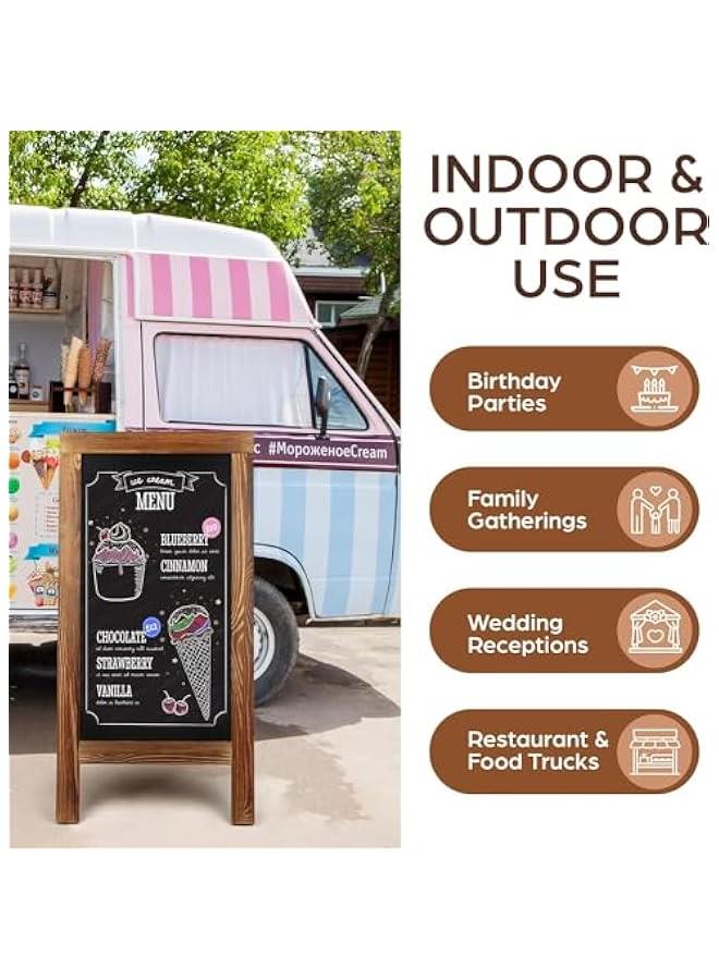 HOOKOR Wooden Chalkboard,Double Sided Board Magnetic Chalkboard with Eraser & Chalk, Pavement Sign, Menu activity ChalkBoard Sign Display for Restaurant, Business, Wedding,Cafe, Shop, Pub - Image 3