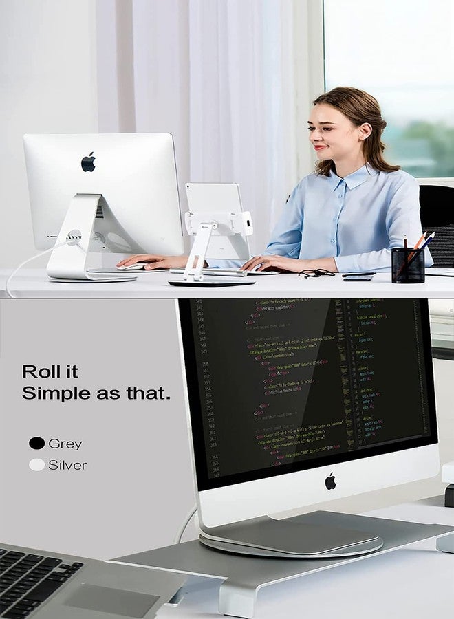 Yoqanr 360° Rotation Monitor Stand, Grey Aluminum Alloy, Wide Compatibility for iMac, Laptop, Potted Plants, Arts & Crafts and More - Image 4
