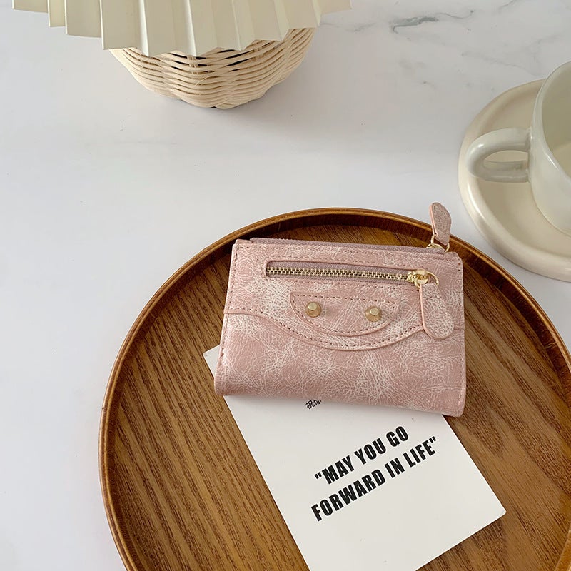 Wallet Enibe PU 3-Fold Trend Rivets Solid Color - Image 5
