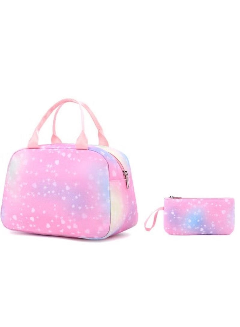 Huitich 3-Piece Pastel Galaxy Backpack Set for Girls – School Bag, Lunch Bag & Pencil Case Pink colour - Image 3