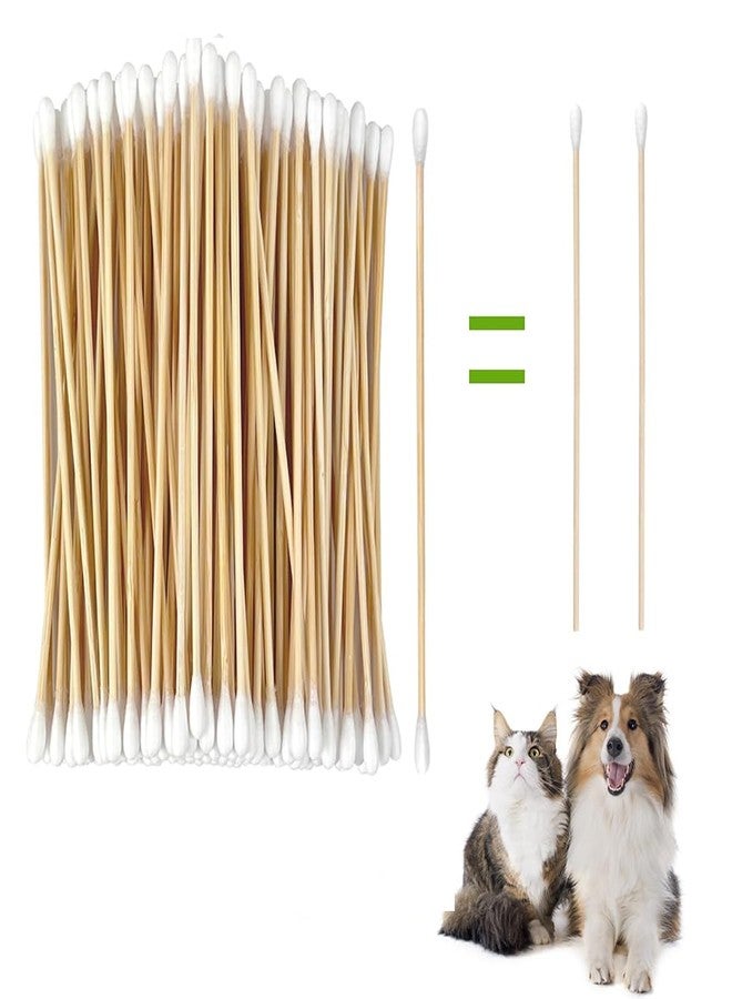 SLAUNT 5.9inch Long Large Cotton Swab，Double-Sided Bamboo-Handled Dog-Eared Cotton Swabs,Designed Specifically for Dogs，Ear Cleaning for Medium and Large Dogs or Makeup Large(100PCS) - Image 1