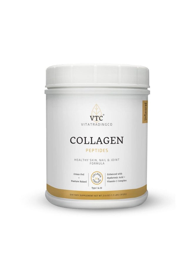 VTC - Vitatradingco. Grassfed Collagen Peptides Plus Hyaluronic Acid And Vitamin C ; Pasture Raised ; Paleo & Keto Friendly ; Gluten And Dairy Free ; Nongmo ; Type I And Iii ; Unflavored ; 30 Servings - Image 1