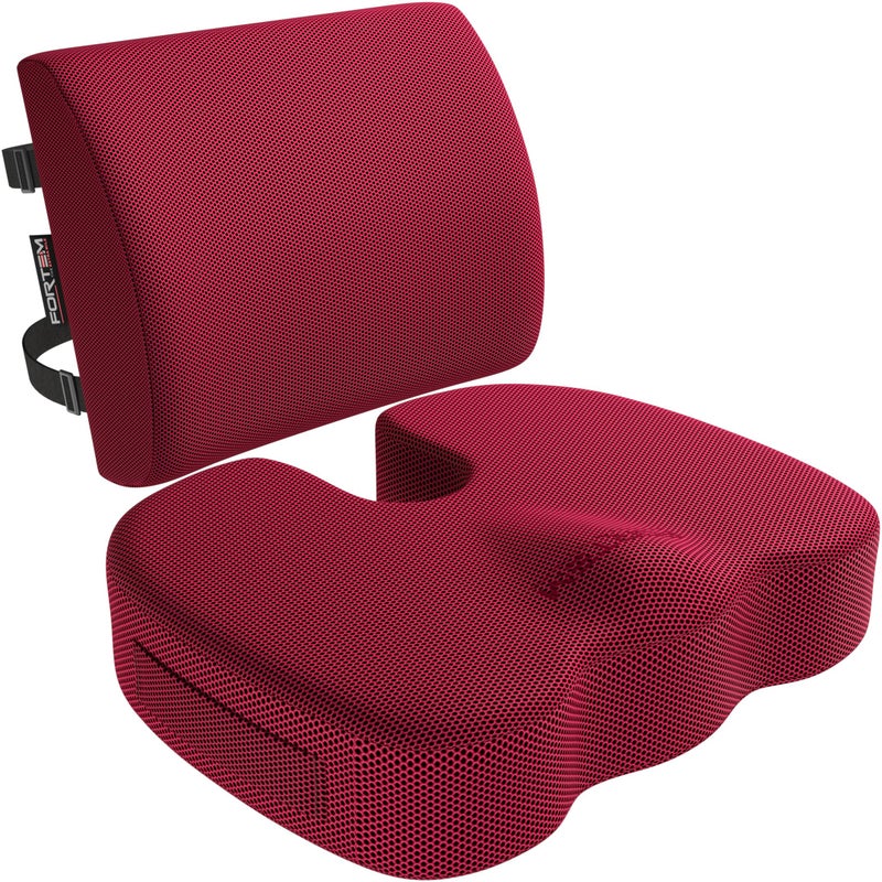 FORTEM FORTEM Seat Cushion and Lumbar Support for Office Chair  Desk Chair Cushion  Non Slip Sitting and Back Pillow for Gaming  Car Seat  Memory Foam Sciatica and Tailbone Support  Washable Covers  XL  - Image 1