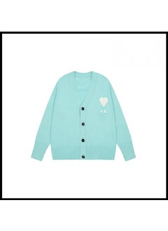 Trendy Brand Love Knit Cardigan Oversized V-Neck Sweater Tiffany green [2105v collar cardigan style]