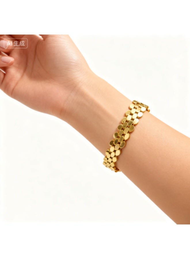 AMETOER 18K Gold-Plated Women's High-End Stainless Steel Bracelet - Non-Fading Jewelry for Elegance and Durability - Image 4