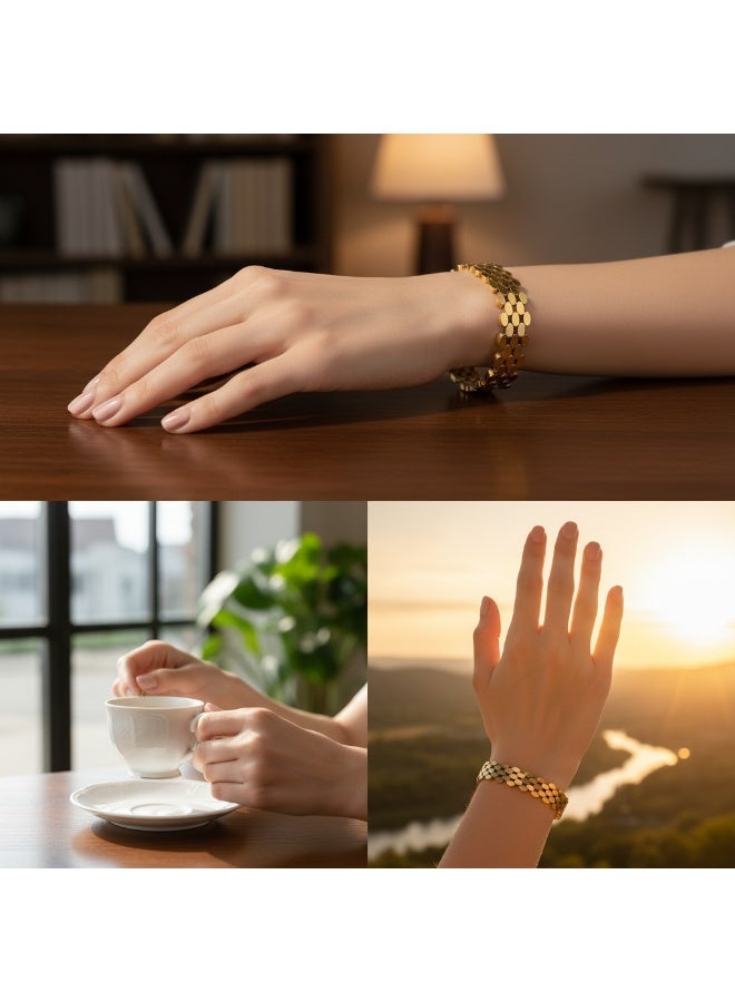 AMETOER 18K Gold-Plated Women's High-End Stainless Steel Bracelet - Non-Fading Jewelry for Elegance and Durability - Image 2