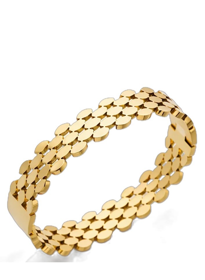 AMETOER 18K Gold-Plated Women's High-End Stainless Steel Bracelet - Non-Fading Jewelry for Elegance and Durability - Image 1