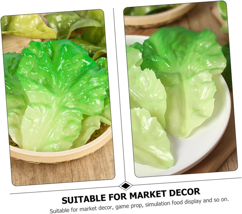 3pcs Lifelike Fake Lettuce Leaf Ornament Simulated Vegetable Leaf Decor for Home Kitchen Food Display and Photography Props - Image 3