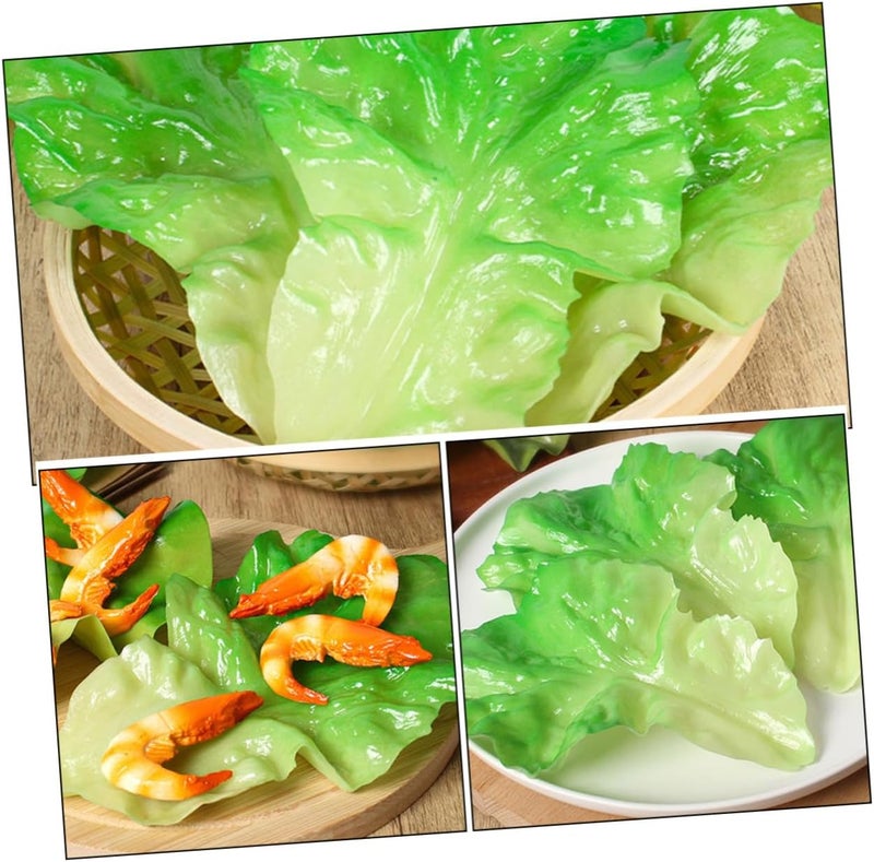 3pcs Lifelike Fake Lettuce Leaf Ornament Simulated Vegetable Leaf Decor for Home Kitchen Food Display and Photography Props - Image 4