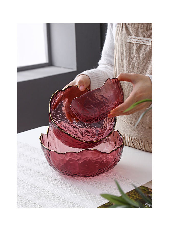 Pink Glass Fruit Salad Bowl Set 24x24x11cm - Image 3