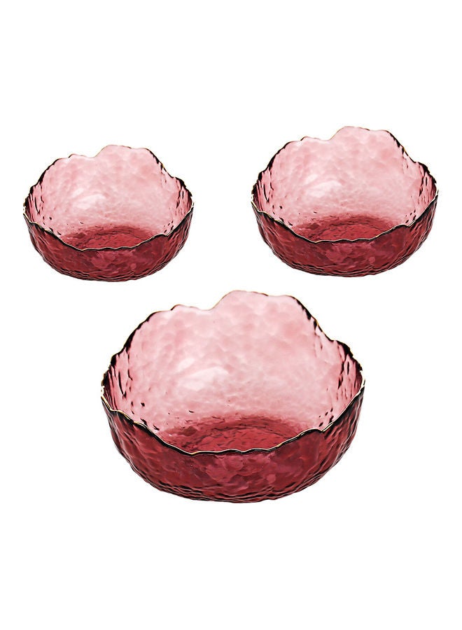 Pink Glass Fruit Salad Bowl Set 24x24x11cm - Image 1