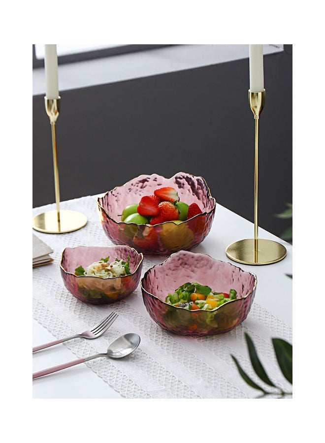 Pink Glass Fruit Salad Bowl Set 24x24x11cm - Image 2