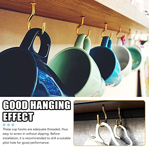Rustark 125Pcs Gold Screw-in Cup Hooks Kit, 7 Sizes Ceiling Small Hooks for Hanging Outdoor or Indoor Use (1/2” 5/8” 3/4” 7/8” 1" 1-1/4” 1-1/2”)(Gold) - Image 5